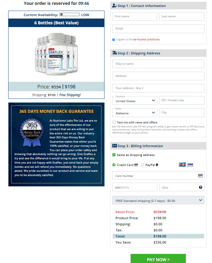 ExaFlex Order Page
